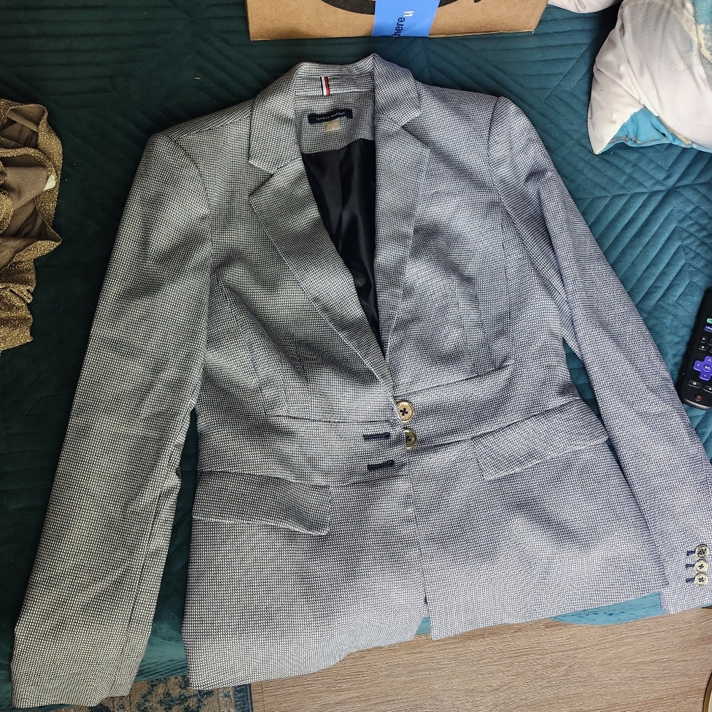 Tommy Hilfiger Black and White Patterned Blazer